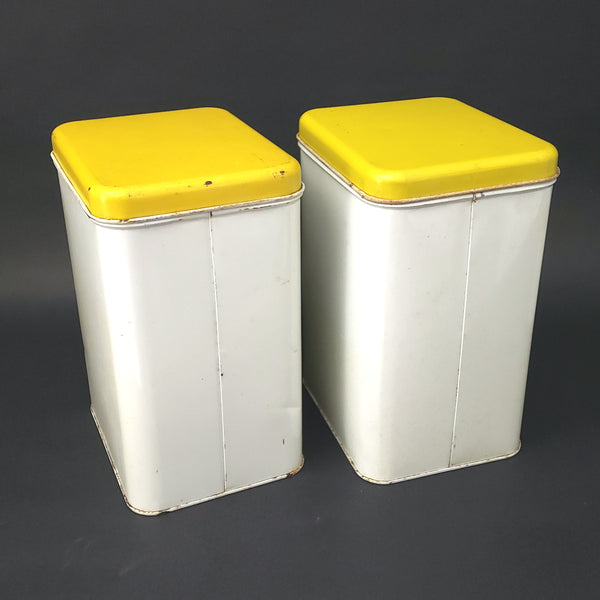 Vintage Metal Kitchen Canister Set Spice of Life with Yellow Lids Cheinco Set of 4