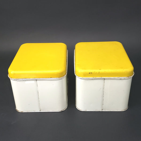 Vintage Metal Kitchen Canister Set Spice of Life with Yellow Lids Cheinco Set of 4