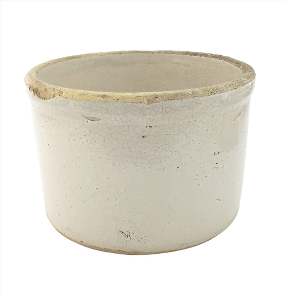 Antique White Salt Glazed Stoneware Crock 3 Quart