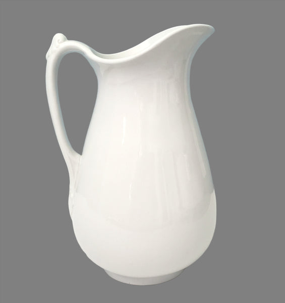 Antique White Ironstone Water Pitcher 11 1/2" by Richard Alcock England