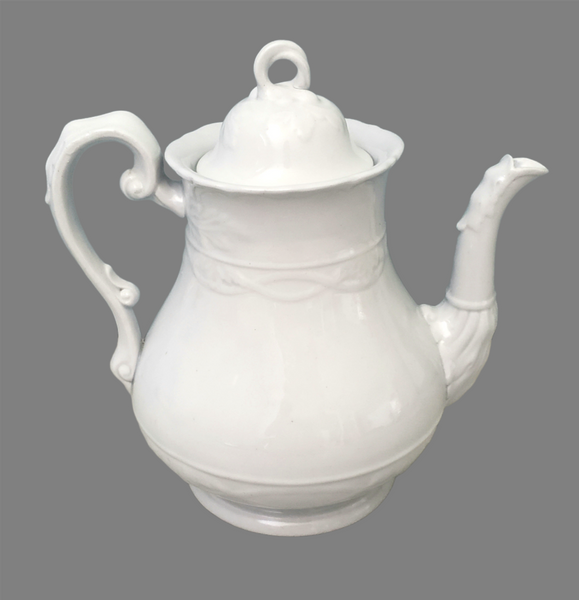 Antique White Ironstone Tea Pot 8 cups