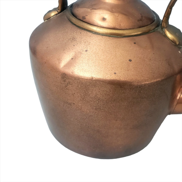 Antique Copper Tea Kettle with Gooseneck Spout 12"