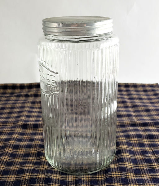 Antique Hoosier Cabinet Traditional Mission Glass Coffee Jar with Lid