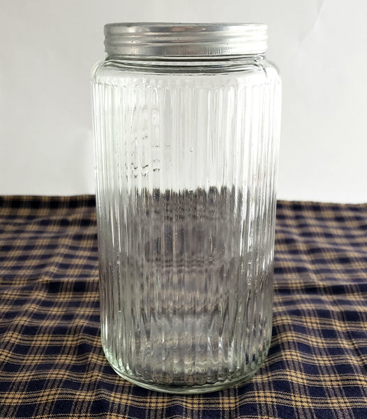 Antique Hoosier Cabinet Traditional Mission Glass Coffee Jar with Lid