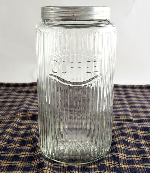 Antique Hoosier Cabinet Traditional Mission Glass Coffee Jar with Lid