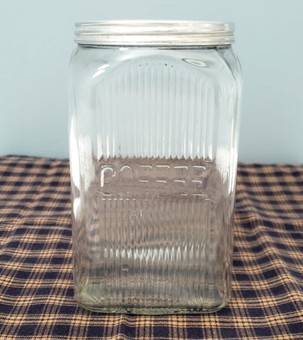 Antique Napanee Mission Clear Glass Coffee Jar with Lid Sneath Glass