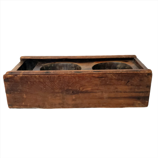 Primitive Hand Carved Wooden Sugar Mold Dovetailed Sliding Lid Box