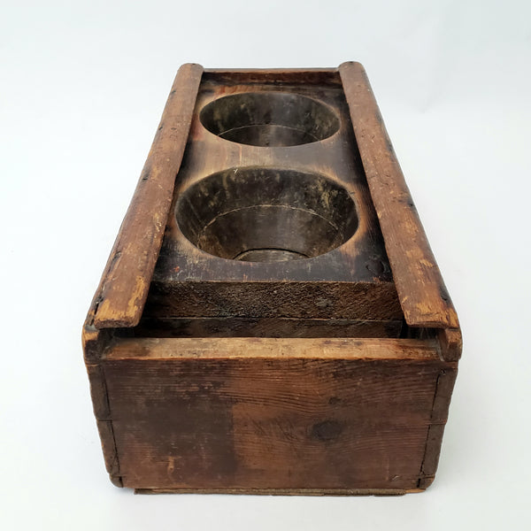 Primitive Hand Carved Wooden Sugar Mold Dovetailed Sliding Lid Box