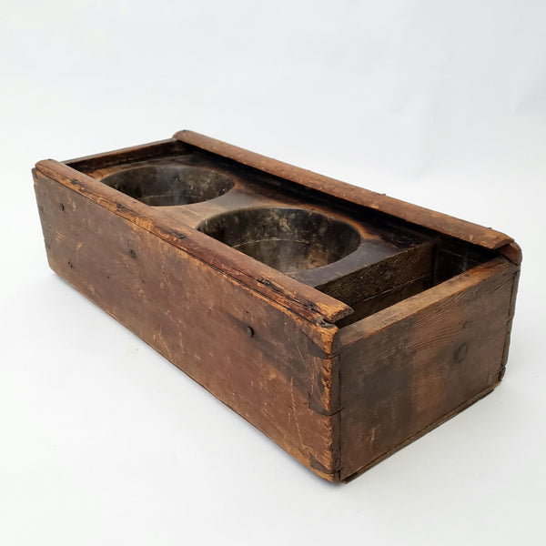 Primitive Hand Carved Wooden Sugar Mold Dovetailed Sliding Lid Box