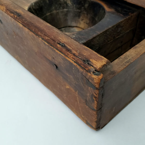 Primitive Hand Carved Wooden Sugar Mold Dovetailed Sliding Lid Box