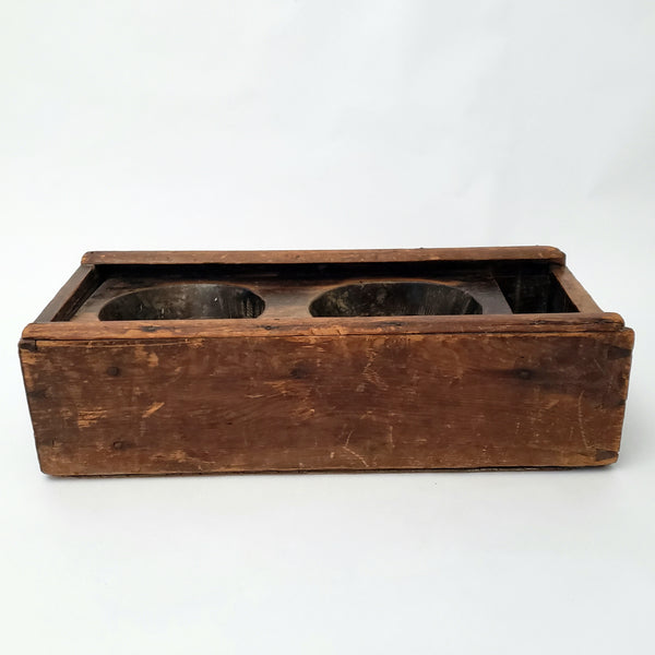 Primitive Hand Carved Wooden Sugar Mold Dovetailed Sliding Lid Box