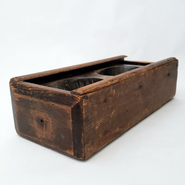 Primitive Hand Carved Wooden Sugar Mold Dovetailed Sliding Lid Box