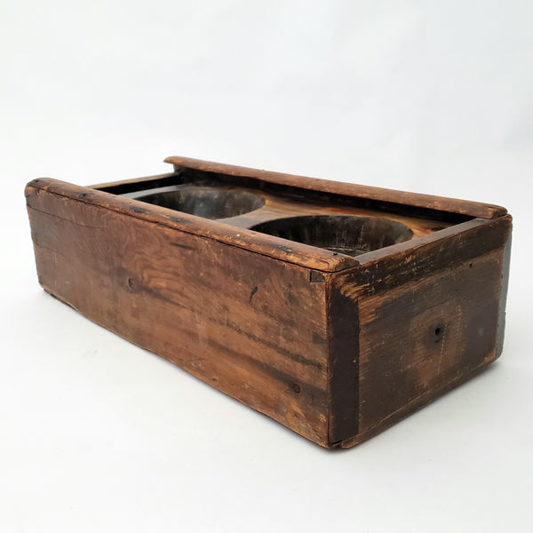 Primitive Hand Carved Wooden Sugar Mold Dovetailed Sliding Lid Box