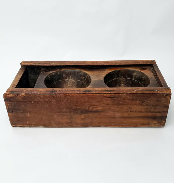 Primitive Hand Carved Wooden Sugar Mold Dovetailed Sliding Lid Box