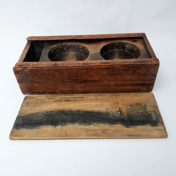 Primitive Hand Carved Wooden Sugar Mold Dovetailed Sliding Lid Box