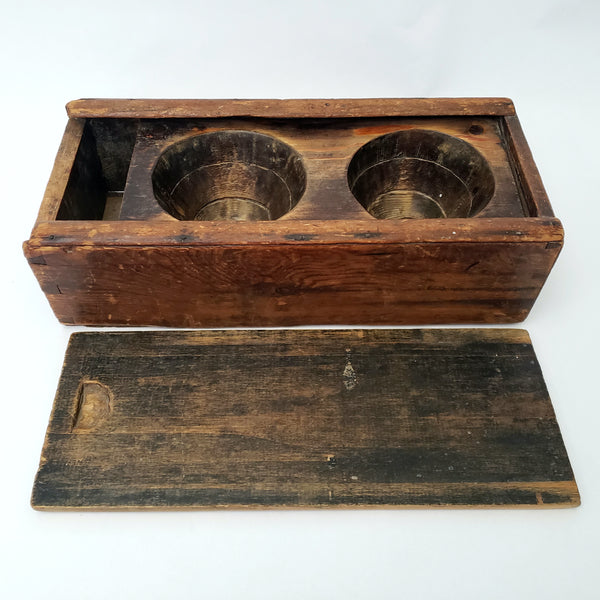 Primitive Hand Carved Wooden Sugar Mold Dovetailed Sliding Lid Box