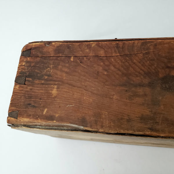 Primitive Hand Carved Wooden Sugar Mold Dovetailed Sliding Lid Box