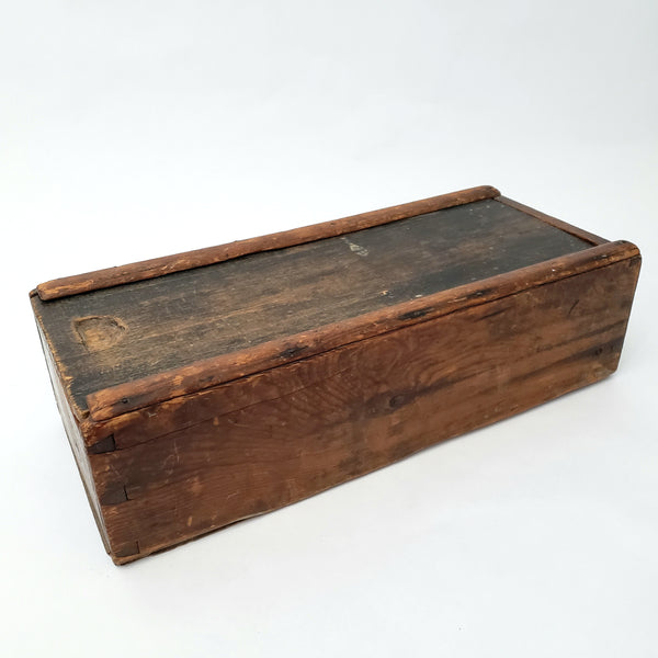 Primitive Hand Carved Wooden Sugar Mold Dovetailed Sliding Lid Box