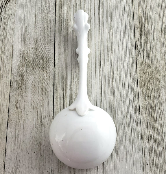 Vintage White Ironstone Gravy Sauce Ladle 7" Decorative Leafy Handle