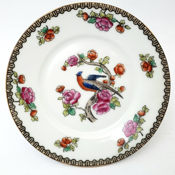 Antique Victoria Austria Bread & Butter Plates Set of 5 Bird on Branch Floral