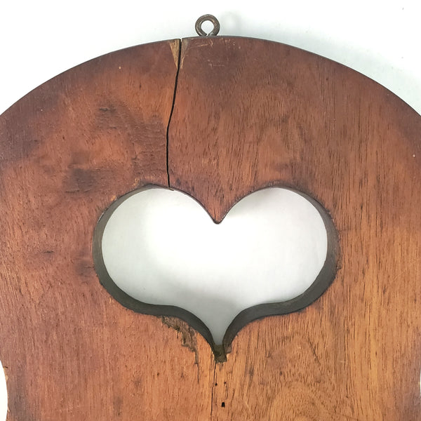 Antique Pennsylvania Dutch Wooden Slaw Board Carved Heart Cut-Out Handle