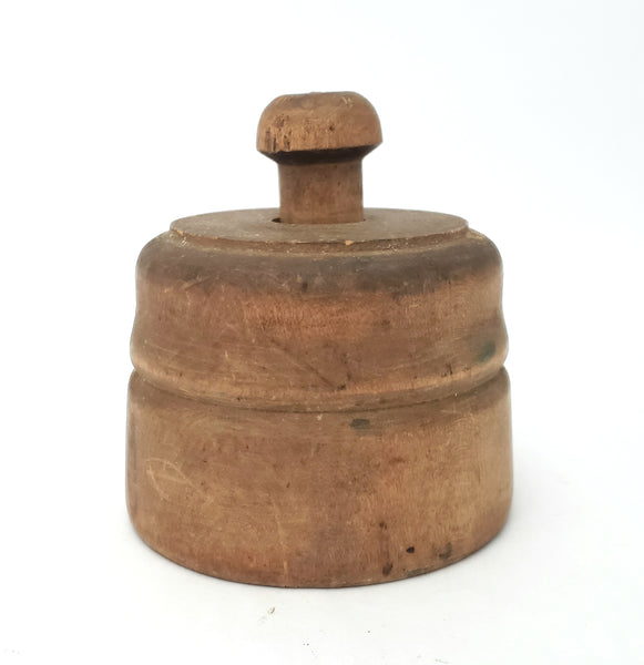 Antique Wooden Butter Mold Press Flower Plunger Style