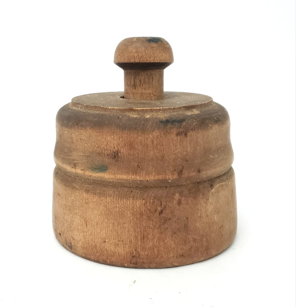 Antique Wooden Butter Mold Press Flower Plunger Style