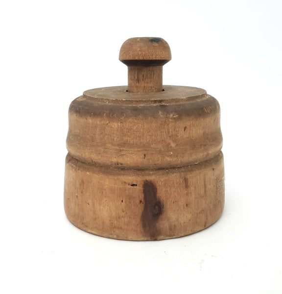 Antique Wooden Butter Mold Press Flower Plunger Style