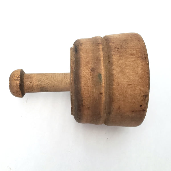 Antique Wooden Butter Mold Press Flower Plunger Style