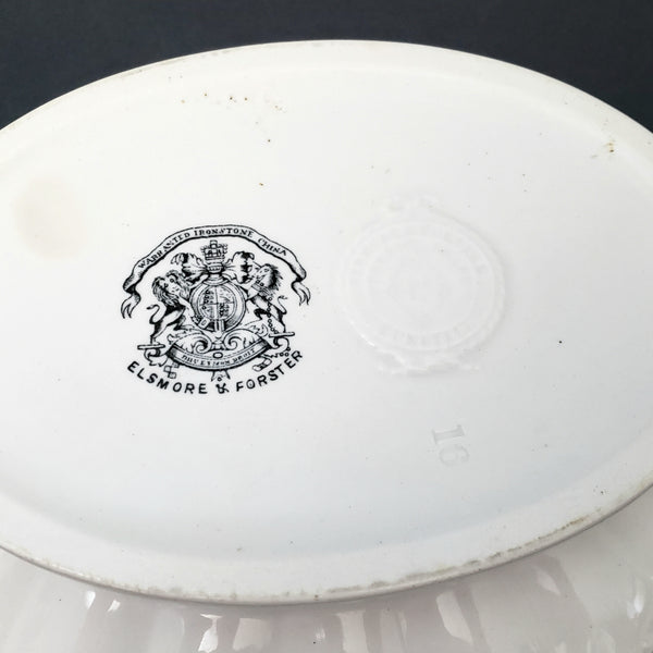 Antique White Ironstone Vegetable Tureen No Lid Ceres Wheat & Rope Elsmore & Forster