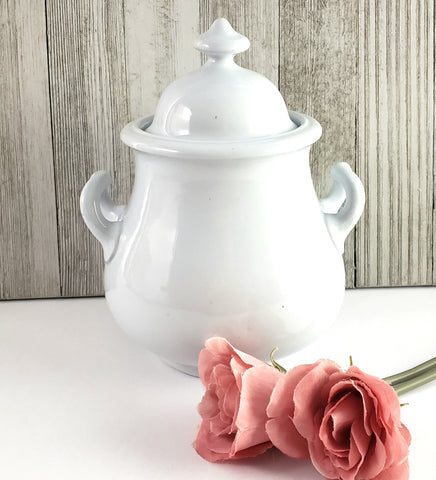 Antique White Ironstone Sugar Bowl with Lid Burgess & Goddard