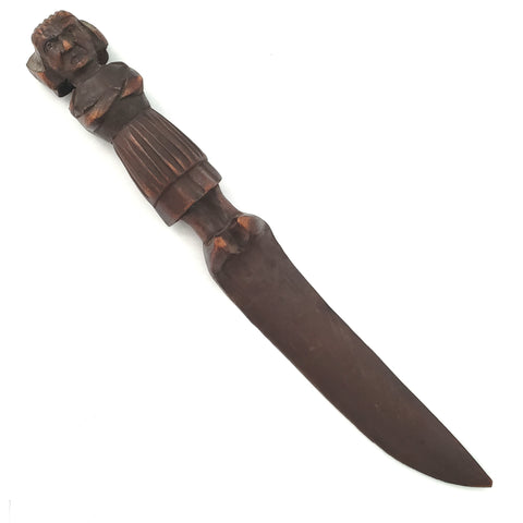 Hand Carved Wooden Letter Opener Figural Handle