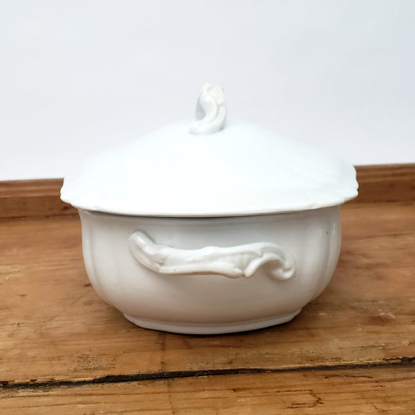 Antique White Ironstone Vegetable Tureen with Lid by Johnson Brothers