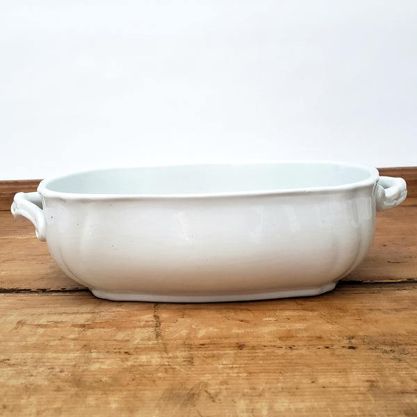 Antique White Ironstone Vegetable Tureen with Lid by Johnson Brothers