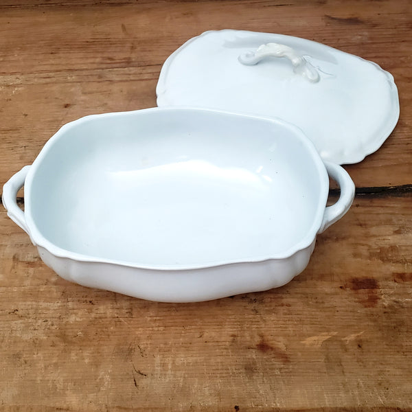 Antique White Ironstone Vegetable Tureen with Lid by Johnson Brothers