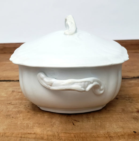 Antique White Ironstone Vegetable Tureen with Lid by Johnson Brothers