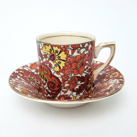 Vintage Alfred Meakin Demitasse Cup & Saucer Set Paisley England