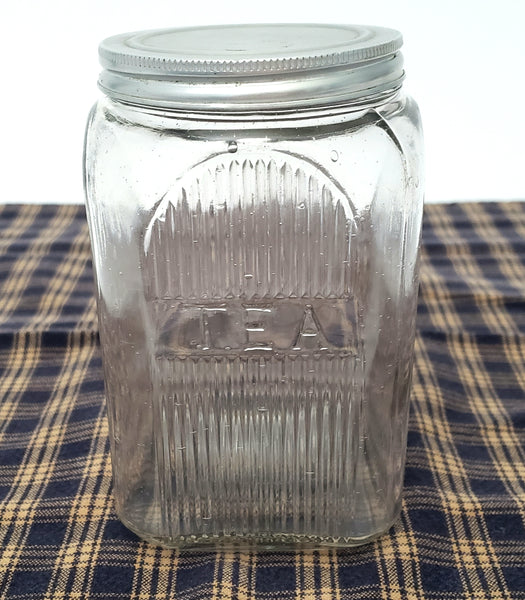 Antique Hoosier Style Napanee Mission Clear Glass TEA Jar with Lid