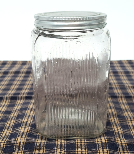 Antique Hoosier Style Napanee Mission Clear Glass TEA Jar with Lid