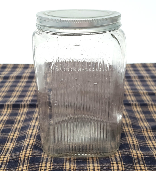 Antique Hoosier Style Napanee Mission Clear Glass TEA Jar with Lid