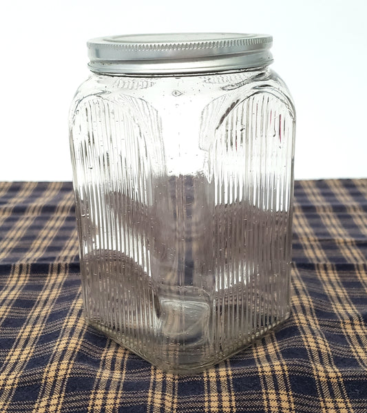 Antique Hoosier Style Napanee Mission Clear Glass TEA Jar with Lid