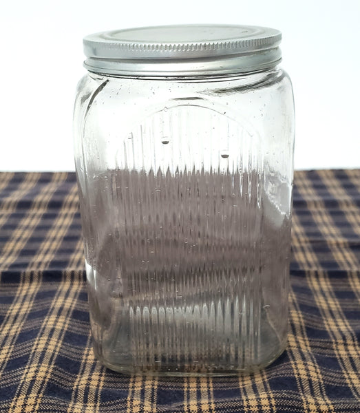 Antique Hoosier Style Napanee Mission Clear Glass TEA Jar with Lid