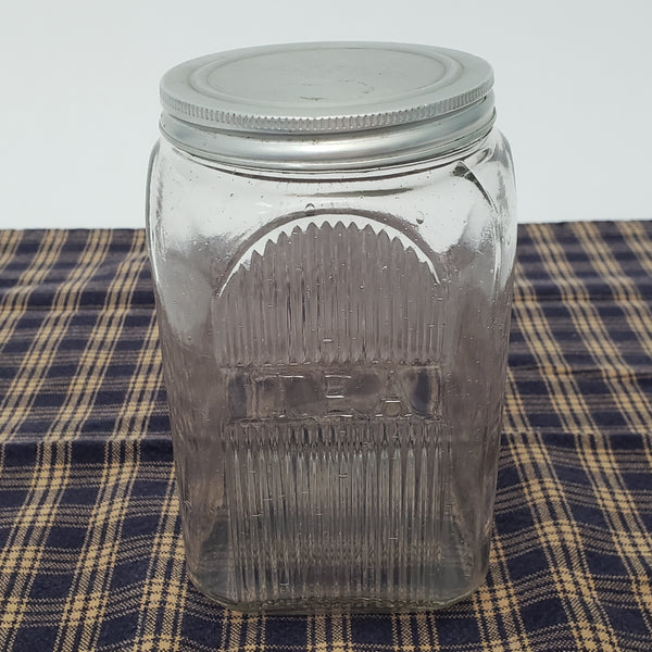 Antique Hoosier Style Napanee Mission Clear Glass TEA Jar with Lid