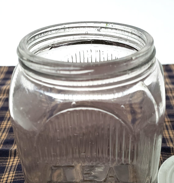 Antique Hoosier Style Napanee Mission Clear Glass TEA Jar with Lid