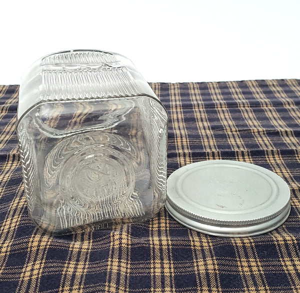 Antique Hoosier Style Napanee Mission Clear Glass TEA Jar with Lid