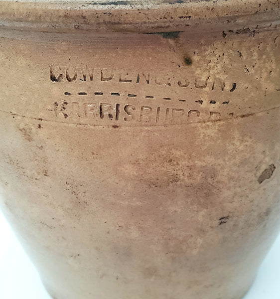 Antique Cowden & Son 1 Gal. Stoneware Crock Harrisburg, Pennsylvania