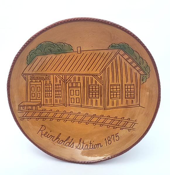 Ned Foltz Limited Edition Redware Plate 9 1/2" Reinholds Station Pennsylvania 1993