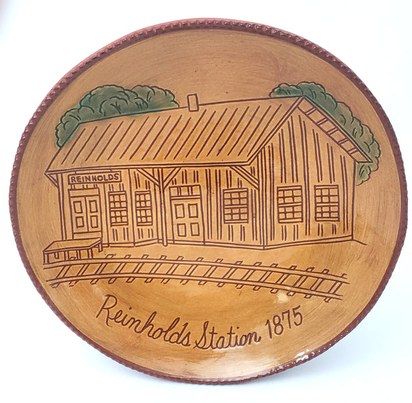 Ned Foltz Limited Edition Redware Plate 9 1/2" Reinholds Station Pennsylvania 1993