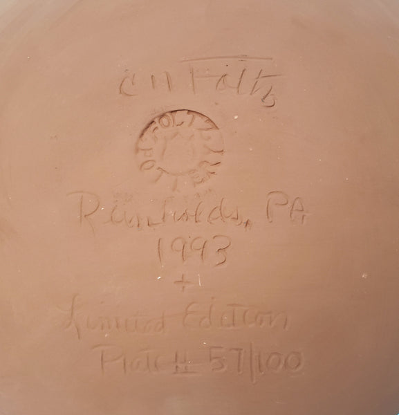 Ned Foltz Limited Edition Redware Plate 9 1/2" Reinholds Station Pennsylvania 1993