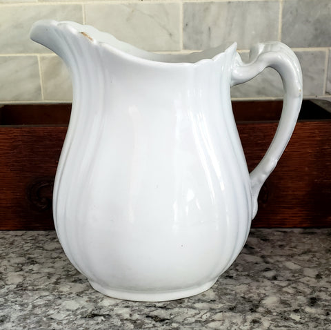 Antique White Ironstone Pitcher 7" by Johnson Brothers England